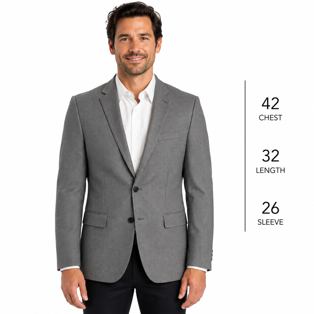 Hugo by Hugo Boss Gray Birds Eye 2 Button Blazer Suit Jacket Virgin Wool sz 42 L